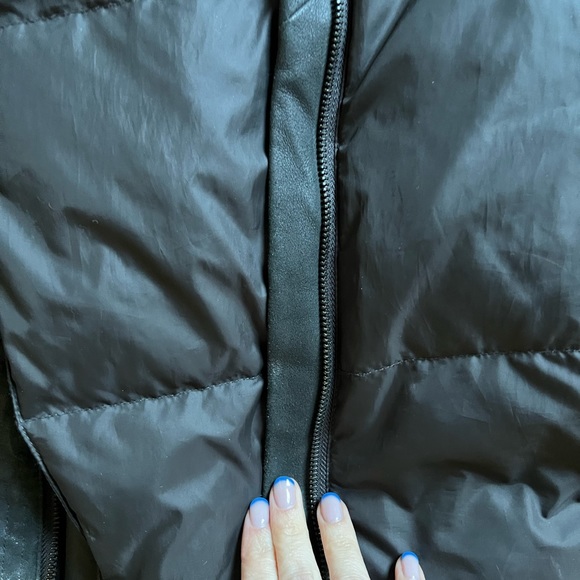 Vince cowl neck down coat slate grey with leather trim xs - Picture 3 of 3